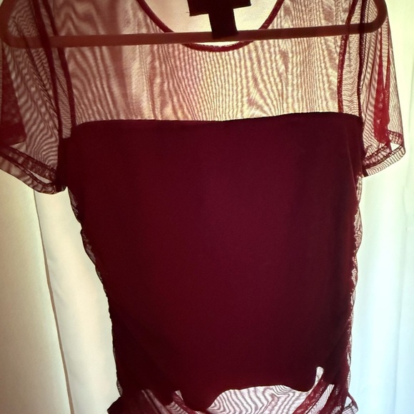 DKNY Red Fitted Ruched Blouse - Picture 4 of 6